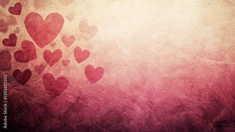 Poster A Collection of Red Hearts Appearing on a Textured Background