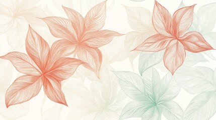 Several stylized detailed flowers are displayed across a light background