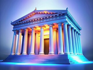 Obraz premium Majestic Greek Revival Architecture: Symmetrical Columns & White Facade Stock Photo