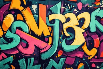 Naklejka premium Colorful Abstract Urban Art Displaying Layered Graphics and Shapes