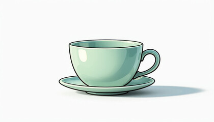 Obraz premium Elegant Green Teacup and Saucer Set