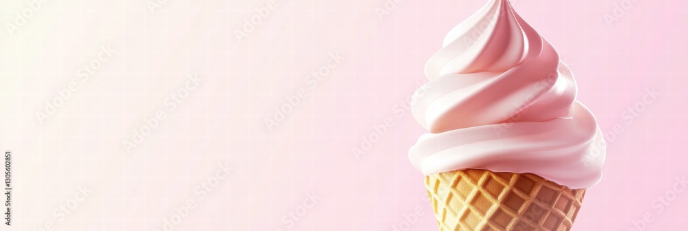 Aufkleber delicious soft serve ice cream in a cone with a pastel pink background capturing a sweet dessert mom