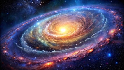 Majestic Spiral Galaxy: Drone View from a Distant Planet