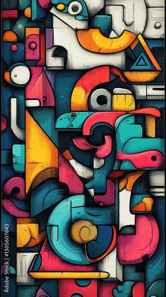 Aufkleber colorful abstract geometric shapes compose a dynamic vertical composition