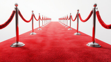 Alfombra rojo sobre fondo blanco
