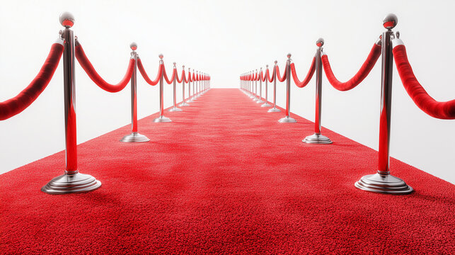 Alfombra rojo sobre fondo blanco