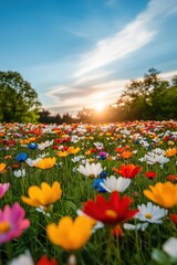 Beautiful colorful wild flowers in Spring.