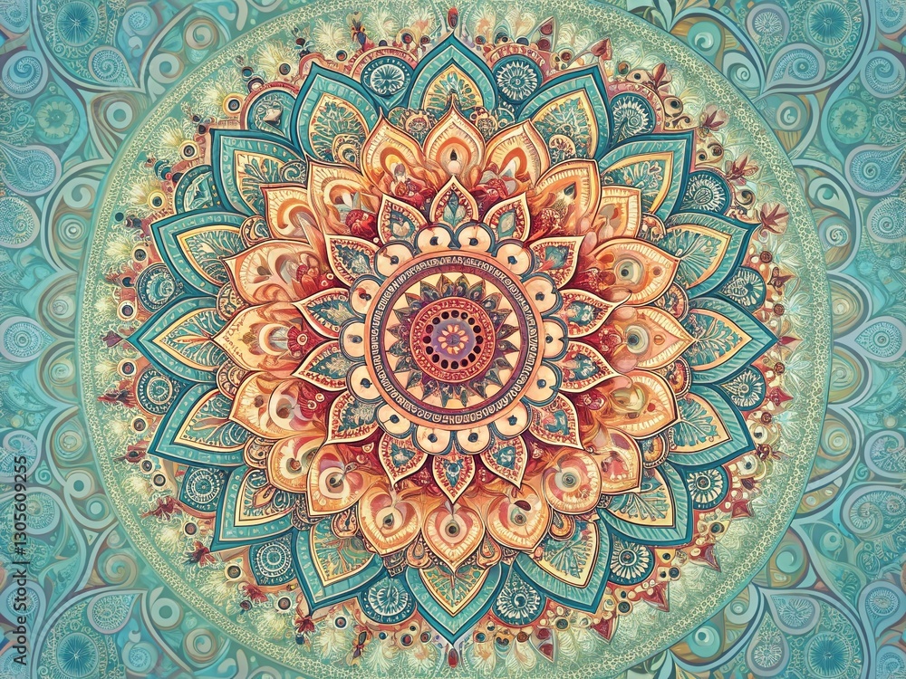 Poster minimalist boho mandala background for website design - elegant pattern texture