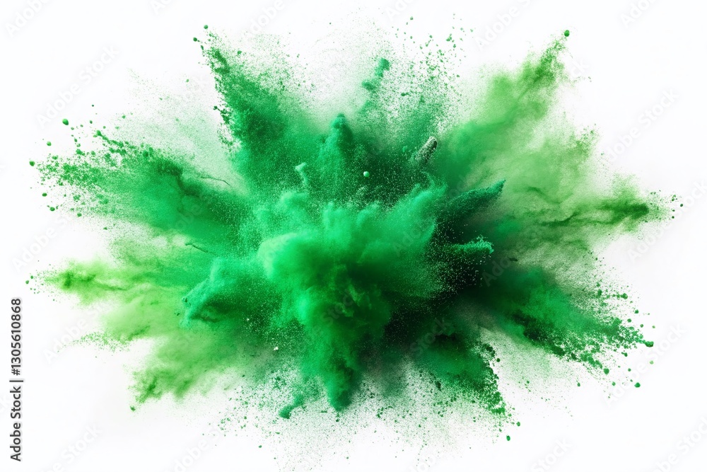 Poster minimalist green dust cloud exploding, abstract nature background