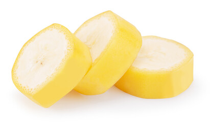 banana slices isolated on a white background