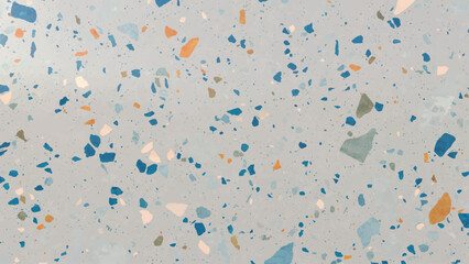 Terrazzo Pattern Vector Background – Seamless EPS Texture with Blue, Orange, and Neutral Chips for Interior Design, Branding, and Modern Digital Graphics