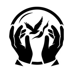 Silhouette Black and white Protecting Peace illustration 