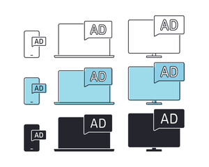 Gadget with advertising icon. Illustration vector