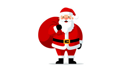 Santa Claus standing with a big red sack full of Christmas gifts