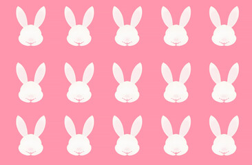Seamless pattern with easter bunnies on pink background. Wrapping paper concept. Banner. Vector illustration	