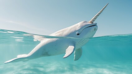 Obraz premium Majestic Narwhal Soaring Through Arctic Waters.