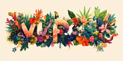 Naklejka premium Decorative Floral Arrangement Composed Around The Letters VIP