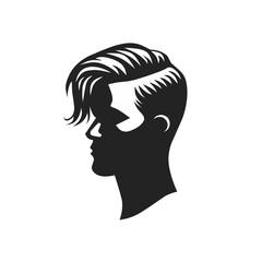 men hairstyle vector,man face silhouette on white background 