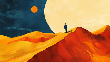 World press freedom day poster for the event is made with colors that depict courage and freedom. Freedom - Desert. Illustration