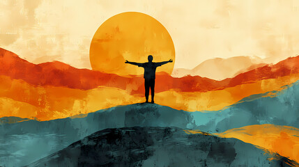 World press freedom day poster for the event is made with colors that depict courage and freedom. Freedom - Desert. Illustration