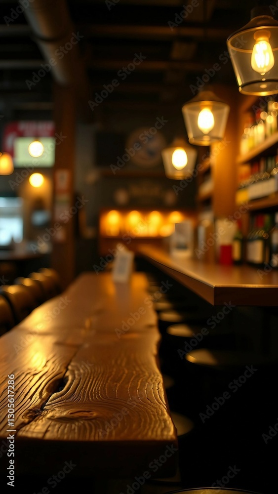 Aufkleber empty wooden table rustic and blurred background of bar or pub for product display high quality phot
