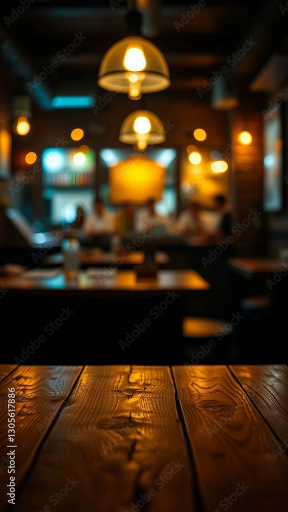 Aufkleber empty wooden table rustic and blurred background of bar or pub for product display high quality phot