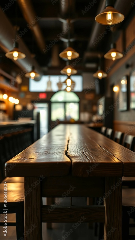 Aufkleber empty wooden table rustic and blurred background of bar or pub for product display high quality phot