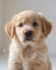 Golden retriever puppy with curious expression