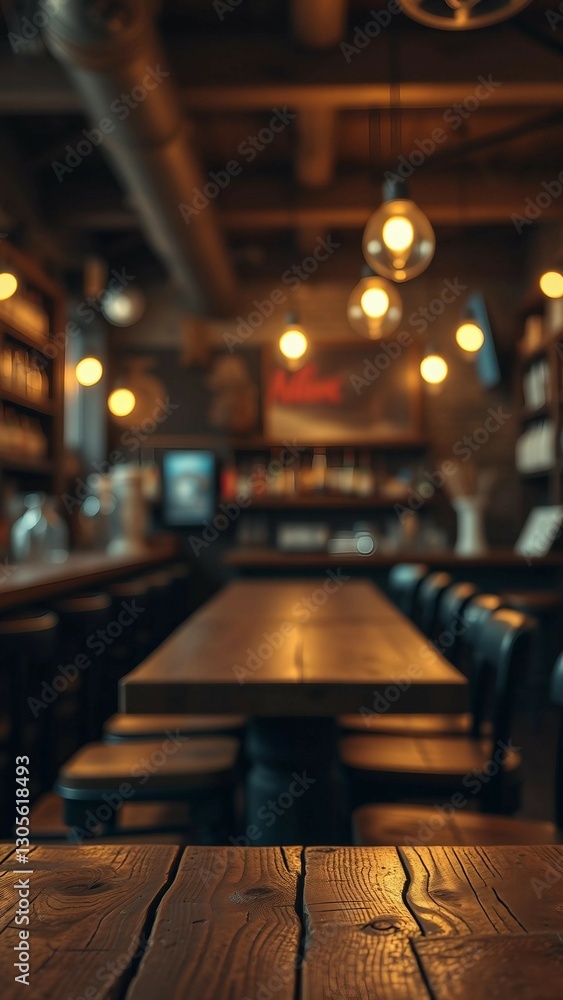 Aufkleber empty wooden table rustic and blurred background of bar or pub for product display high quality phot