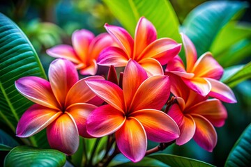 Fototapeta premium Neon Tropical Flowers: Vibrant Candid Close-Up Photography