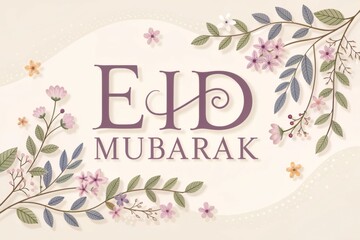 Beautiful Floral Eid Mubarak Greeting Card Design