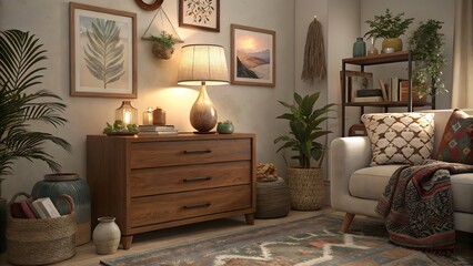 Obraz premium Home living room interior with drawer decorati