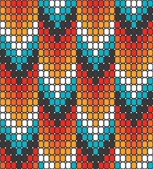 Native American Aztec beads arrows motif colorful Pattern, tribal beaded geometrics in red, orange, yellow, teal seamless pattern.