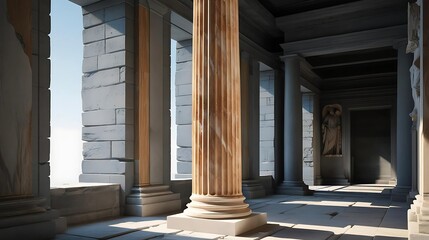 Fototapeta premium Ancient Greek architecture with marble columns and statues