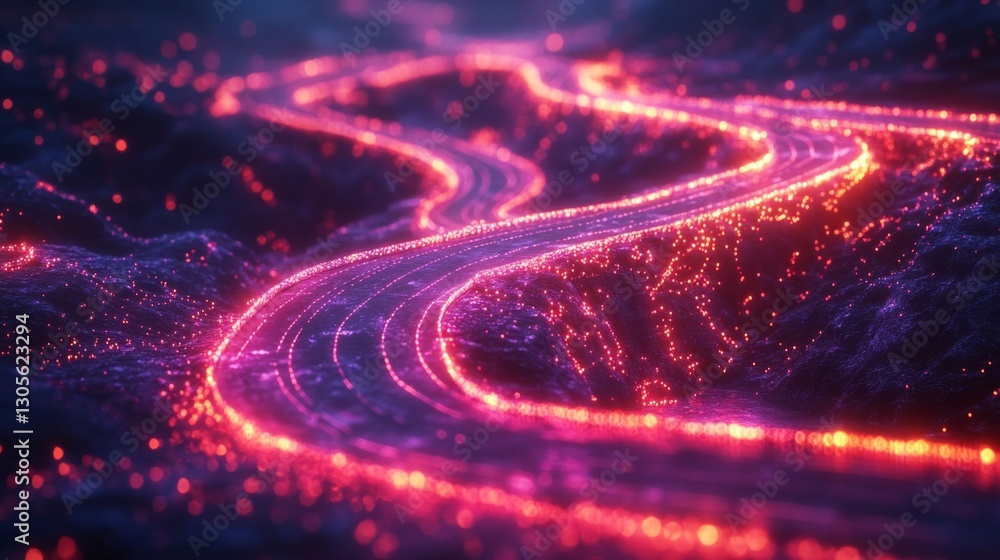 Aufkleber digital roadmap for business process modernization. dynamic glowing path illustrates digital transfo