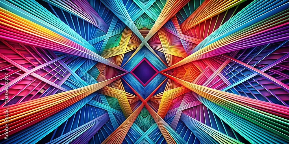 Poster panoramic 3d lines angle pattern background - abstract geometric texture