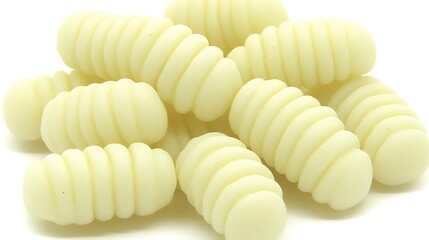 A collection of soft beige pasta pieces piled up together