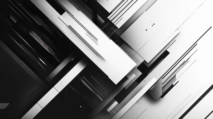 Abstract geometric shapes, black and white design