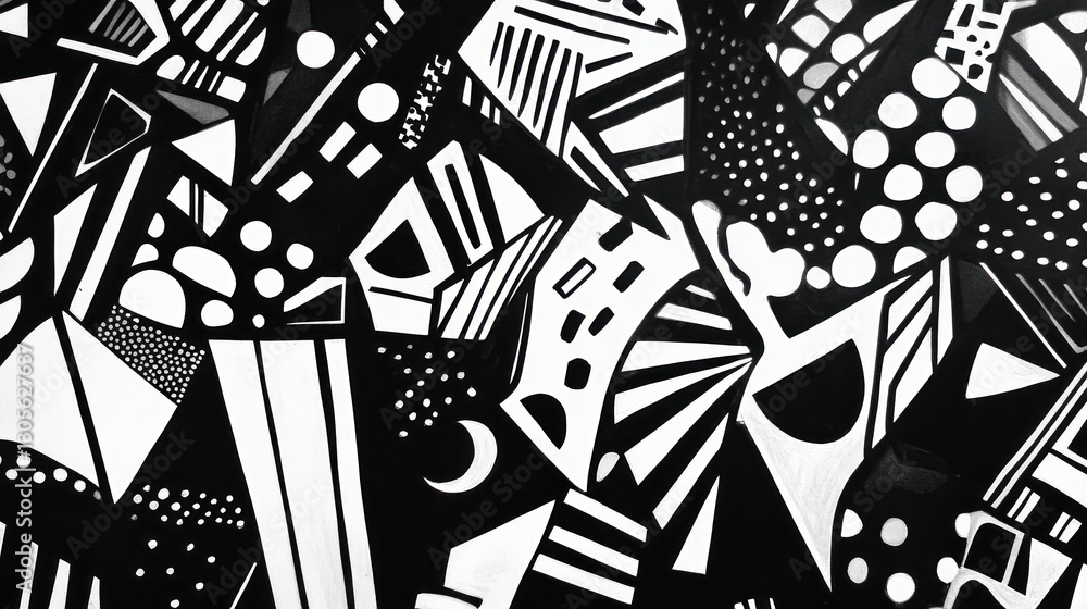 Poster abstract black and white pattern design