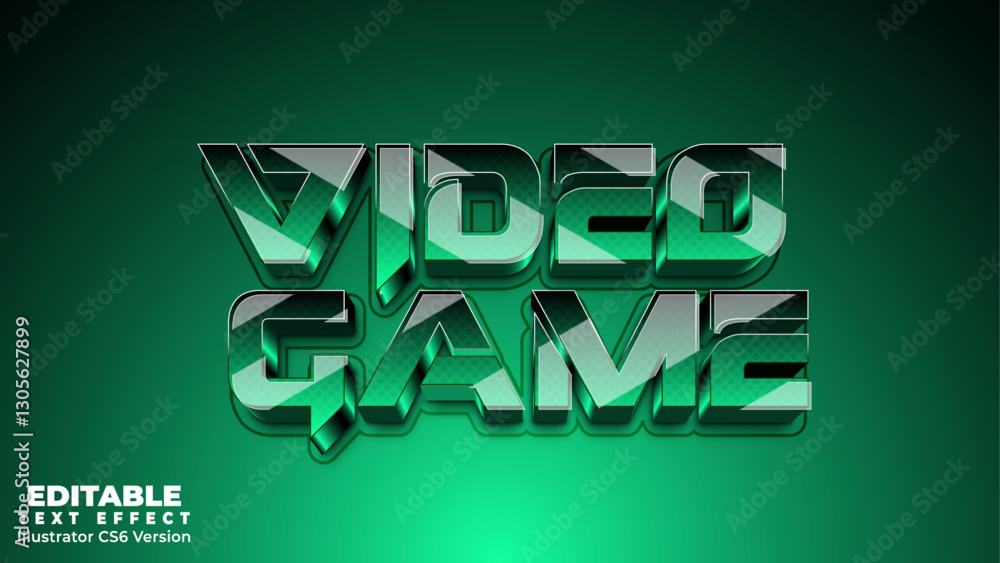 Poster video game 3d editable text effect. colourful bold typography style game font effect template