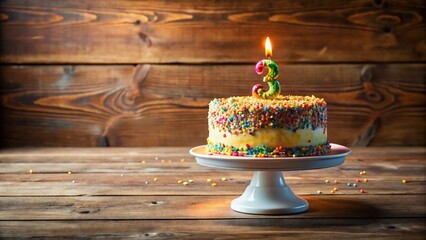 Panoramic View of Delicious Three-Year-Old Birthday Cake