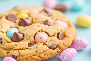 Giant Chocolate Chip Cookie with Speckled Easter Eggs