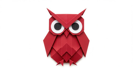 Red Origami Owl Craft with Geometric Design and Symmetric Features