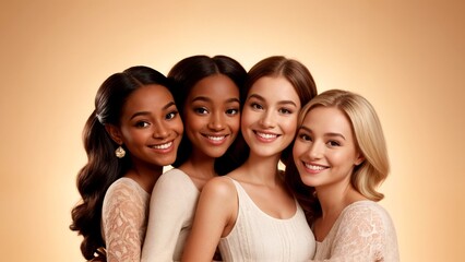 Fototapeta premium A group of four young women are posing for a portrait.