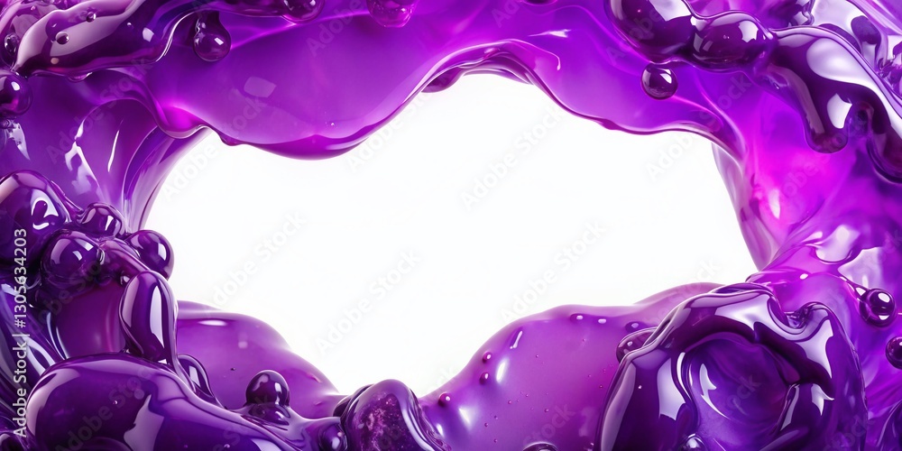 Poster purple jelly gel blob frame: abstract background with copy space