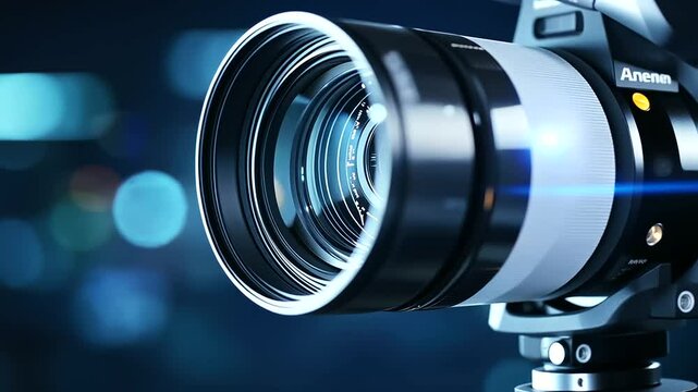 A front-facing close-up of a digital phoropter's lens assembly, showcasing sharp lines and a polished finish, symbolizing precision optics.