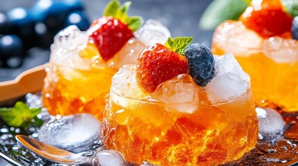 Refreshing Shaved Ice with Berries and Syrup Served in a Bowl. Generative AI