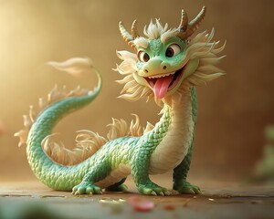 Fototapeta premium Happy Dragon Smiling in Studio Setting