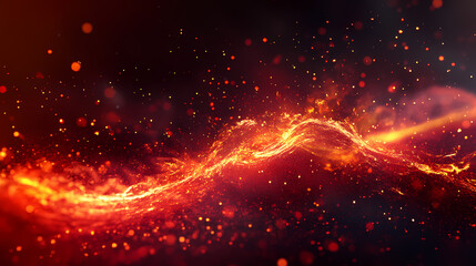 Obraz premium Abstract background of fiery red sparks rising upward against a dark background. Movement - River. Illustration