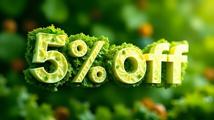 Sale Banner Discount Offer 5 Percent Off on salad background
